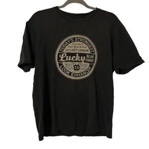 Black & Gold Lucky Brand Design Top Shirt Casual Tee Men’s Unisex Size Medium!